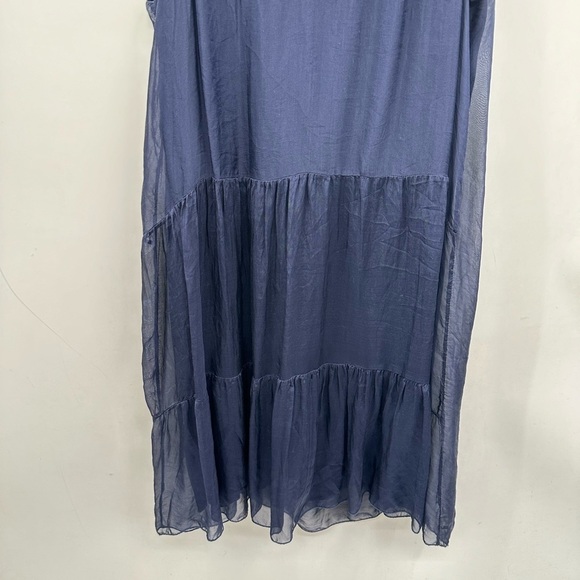 TEMPO PARIS SILK Vintage Navy quiet luxury sleeveless lightweight woman dress M - Picture 2 of 13